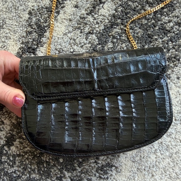 Black Crocodile Mini Jenny Gidding Made in Italy purse - Picture 8 of 12